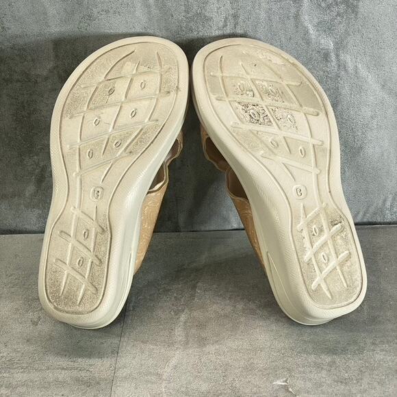 BZEES Women's Almond Sahara Washable Fabric Wedge Slide Sandals SZ 7 - Picture 6 of 7